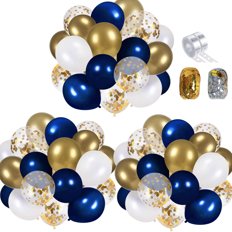 Navy Blue and Gold Confetti Balloons Party Decoration Supplies Gold Metallic Graduation Decorations