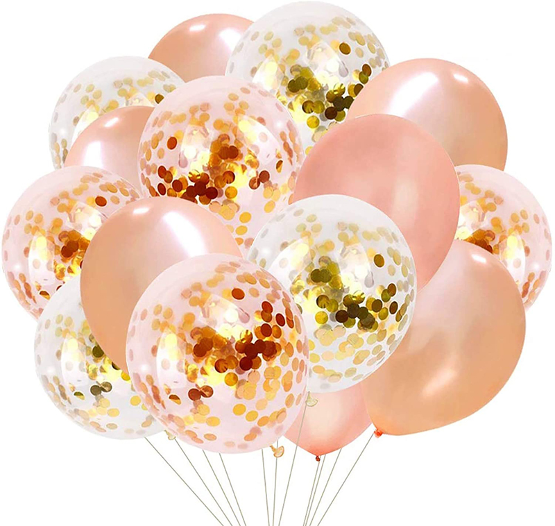 Rose Gold 12 Inch Latex Party Balloons with Confetti Dots Graduation Party Decorations