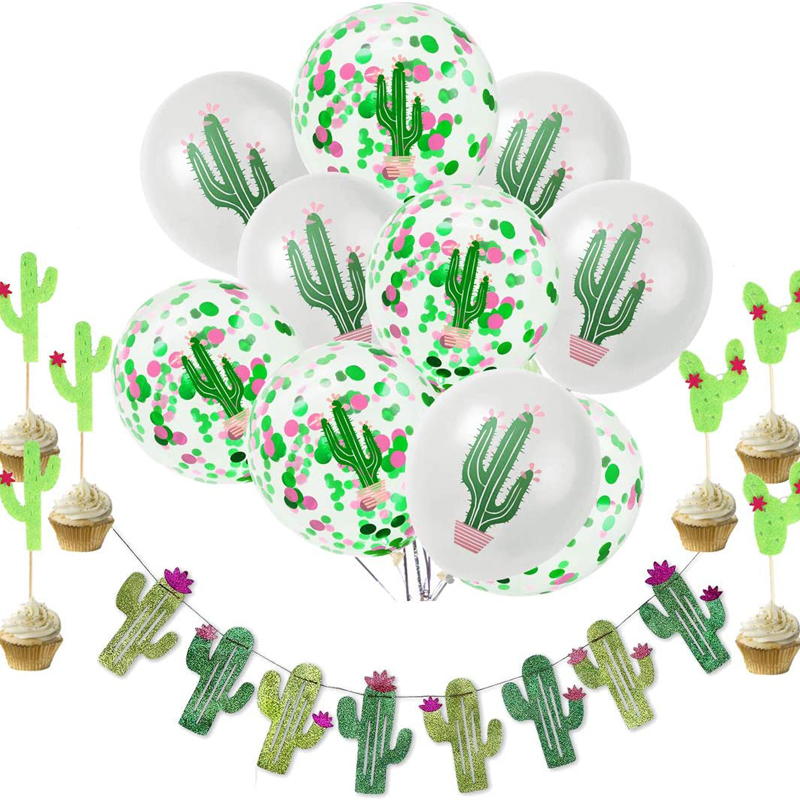 Cactus Party Decorations Cactus Banners and Cactus Latex Confetti Balloons for Luau Fiesta Parties Cactus Party Decorations, Latex Confetti Balloons wholesale