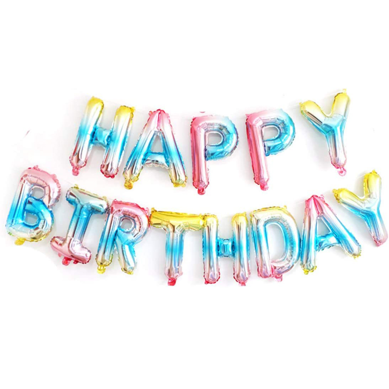 Rainbow Happy Birthday Balloons Wholesale Foil Letter Balloons Birthday Decorations from China
