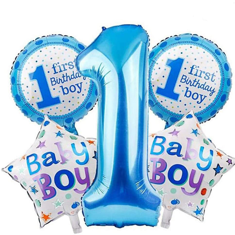 Blue Baby Boy Mylar Aluminum Foil 1st Happy Birthday Balloons Decorations Kit