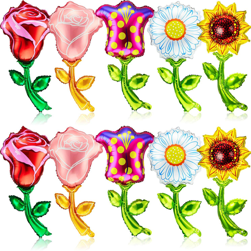 Spring Summer Floral Colorful Foil Balloon Sunflower Daisy Pink Rose Tulip Balloons Decorations Balloon Sunflower, Party Decorations wholesale