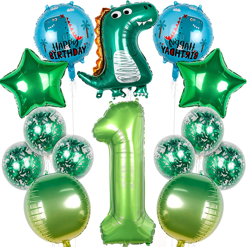 Dinosaur Birthday Party Supplies Set First Birthday Decorations Boy Dinosaur Foil Balloons