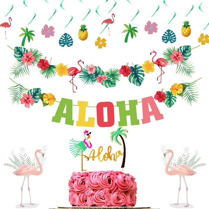 Tropical ALOHA Banner Pineapple Party Decoration Luau Party Decoration Summer Party Decoration