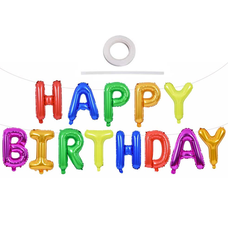 7 Color Rainbow Happy Birthday Sign Balloons Banner Wholesale China Supply Foil Letter Balloons, China Birthday Sign Balloons, Foil Letter Balloons wholesale