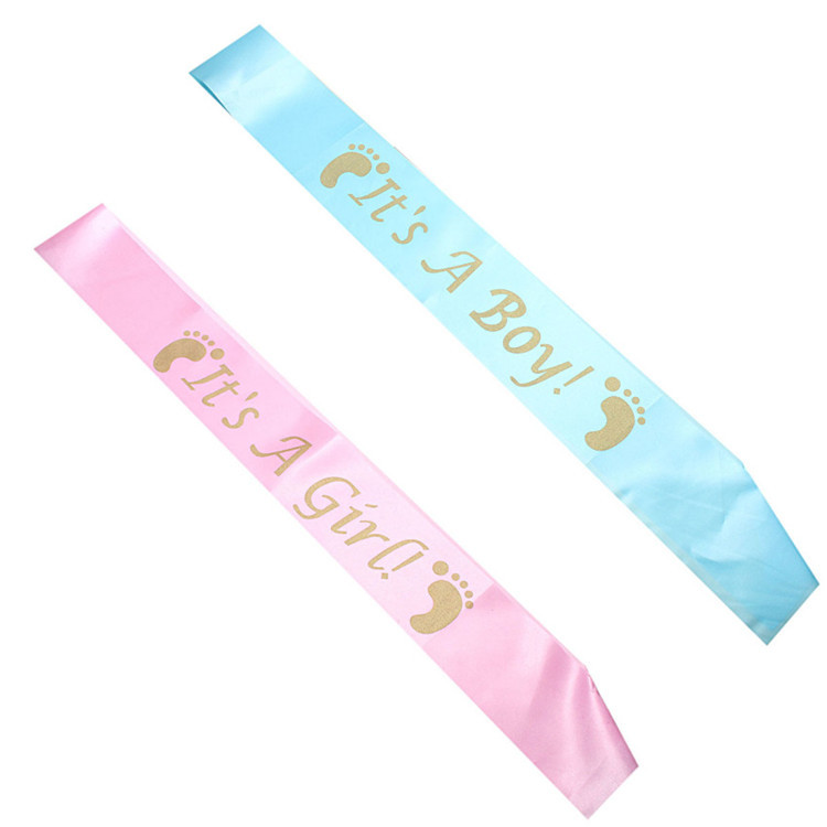 Blue Or Pink Baby Shower Sash Mom To Be Sash For Gender Reveal Party Decorations 
