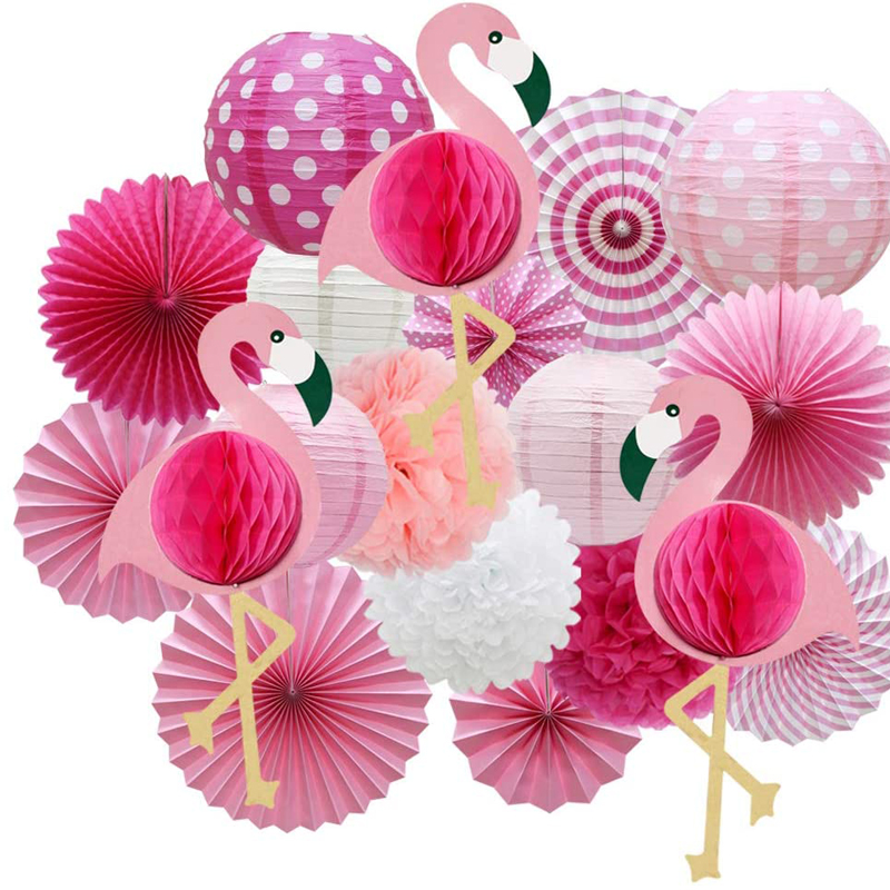 Tropical Flamingo Kids Birthday Party Honeycomb Decoration Hawaiian Summer Party Supplies