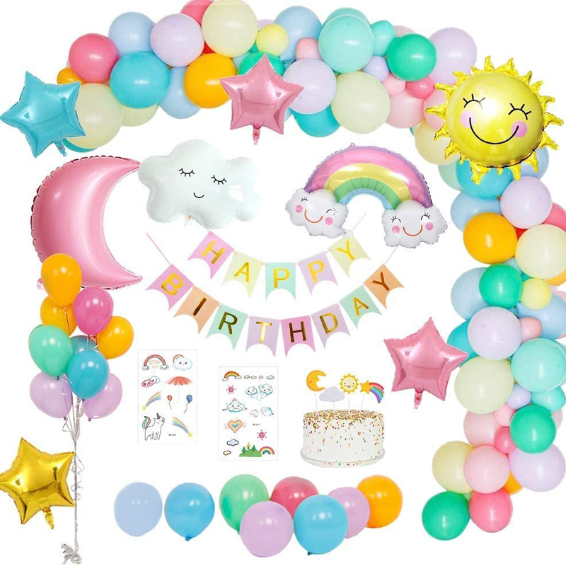 Pastel Balloon Arch Kit Rainbow Clouds Balloon Kit Birthday Party Supplies Sky Theme Decorations