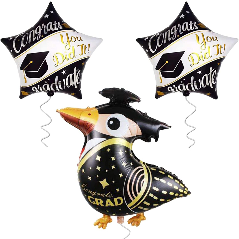 Big Birds Balloon with 2 Star Congrats Large Congrats Grad Balloons for Graduation Decorations 