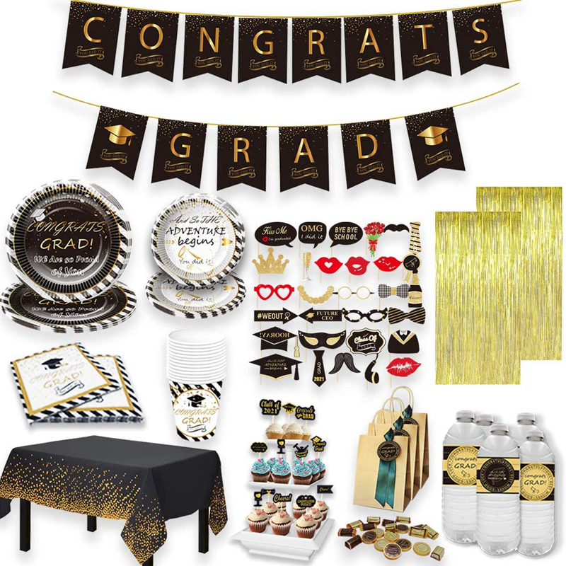 Graduation Party Supplies Pack Graduation Decorations Including Photo Booth Props Bottle Labels