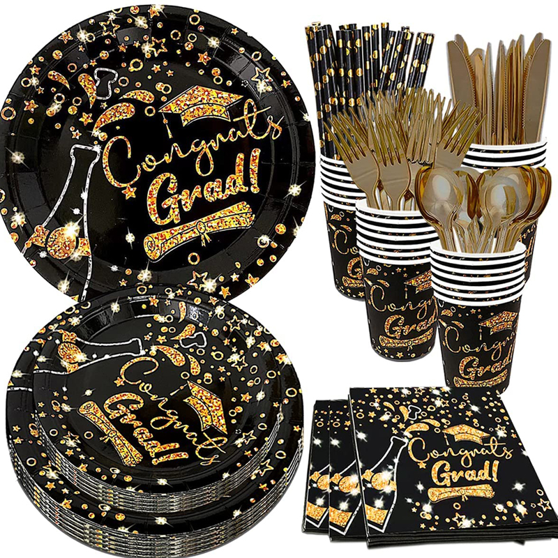 Graduation Party Dinnerware Plates Napkins Cups Cutlery 2021 Grad Party Supplies