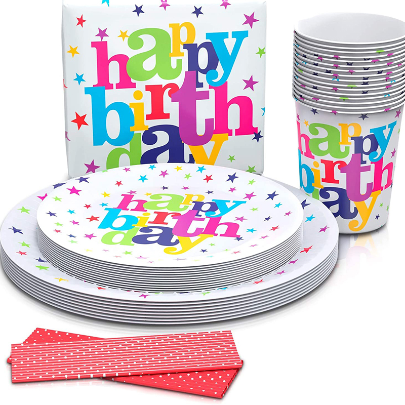 Happy Birthday Plates Napkins Set for 20 People Sturdy Birthday Party Supplies Pack Happy Birthday Plates, Napkins Set wholesale