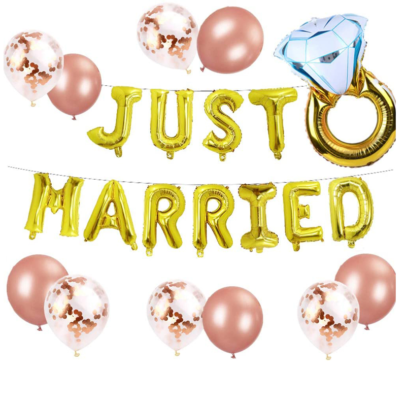 Just Married Balloons and Banner Wedding Bridal Shower Party Decorations Set, China Just Married Banner, Wedding Decorations wholesale