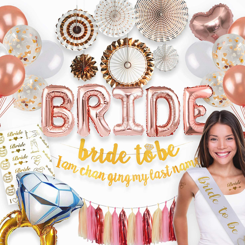 Bachelorette Party Decorations Kit Rose Gold Bridal Shower Decorations Rustic Theme