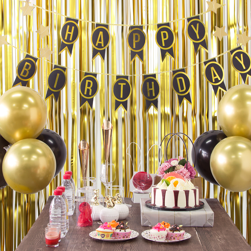 Birthday Decor Gold Backdrop Curtain Party Backdrop Tinsel Curtain