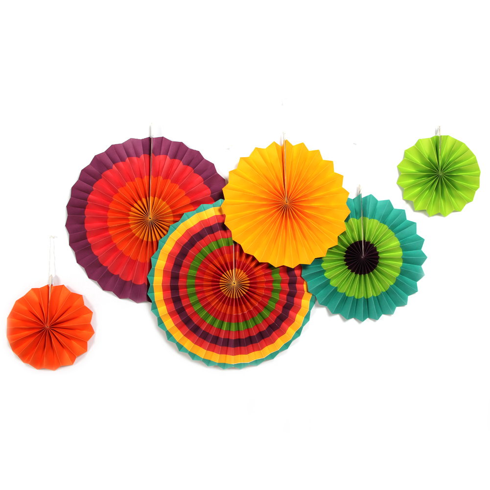 Wholesale Summer Party Decoration Kit Paper Fans Hanging Printed Tissue Paper Fans