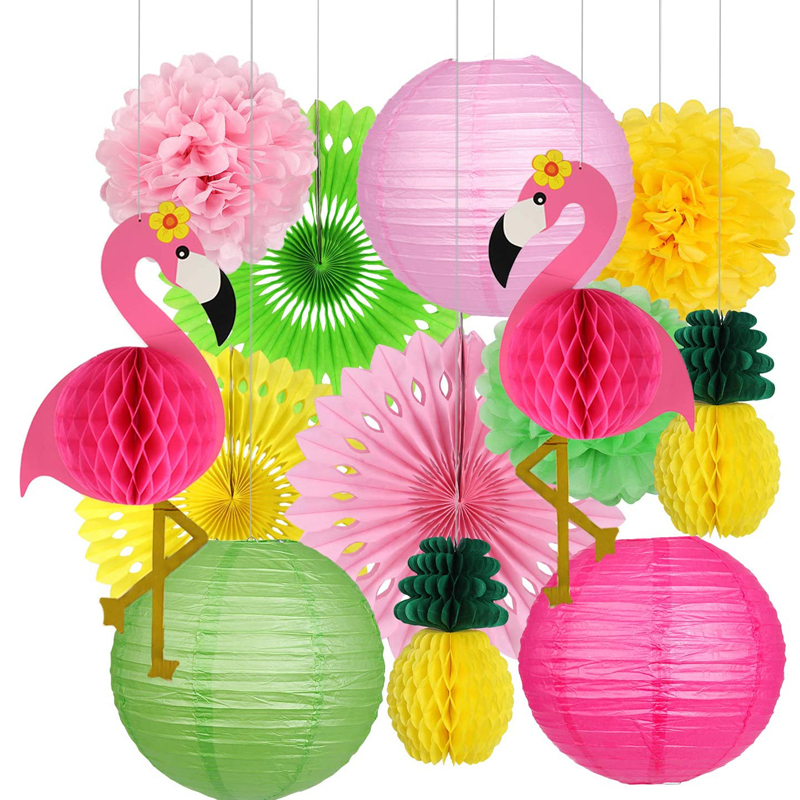 Paper Lanterns Flamingo Hawaiian Party Decorations Birthday Luau Tropical Parties, China Paper Lanterns, Flamingo Hawaiian Party wholesale