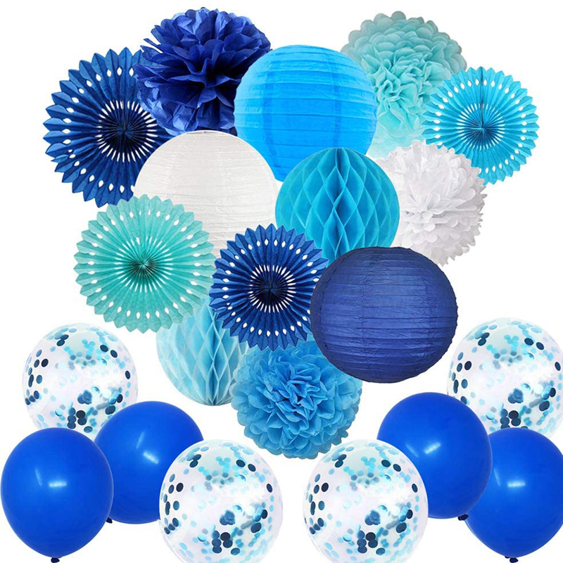 Party Decorations Hanging Set Honeycomb Balls Tissue Paper Poms Flower Paper Fans Lanterns