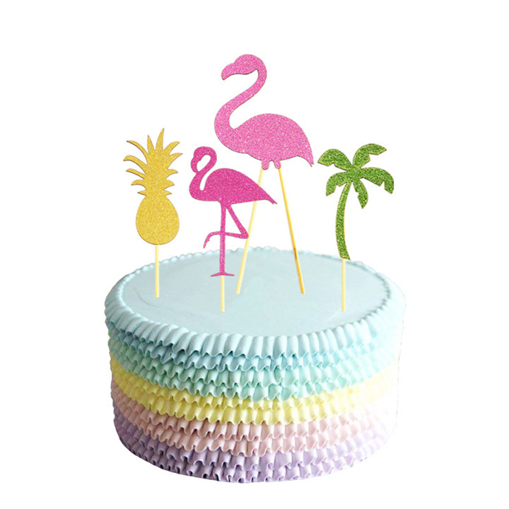 Summer Party Cake Toppers Glod Glitter Cake Decoration Supplies