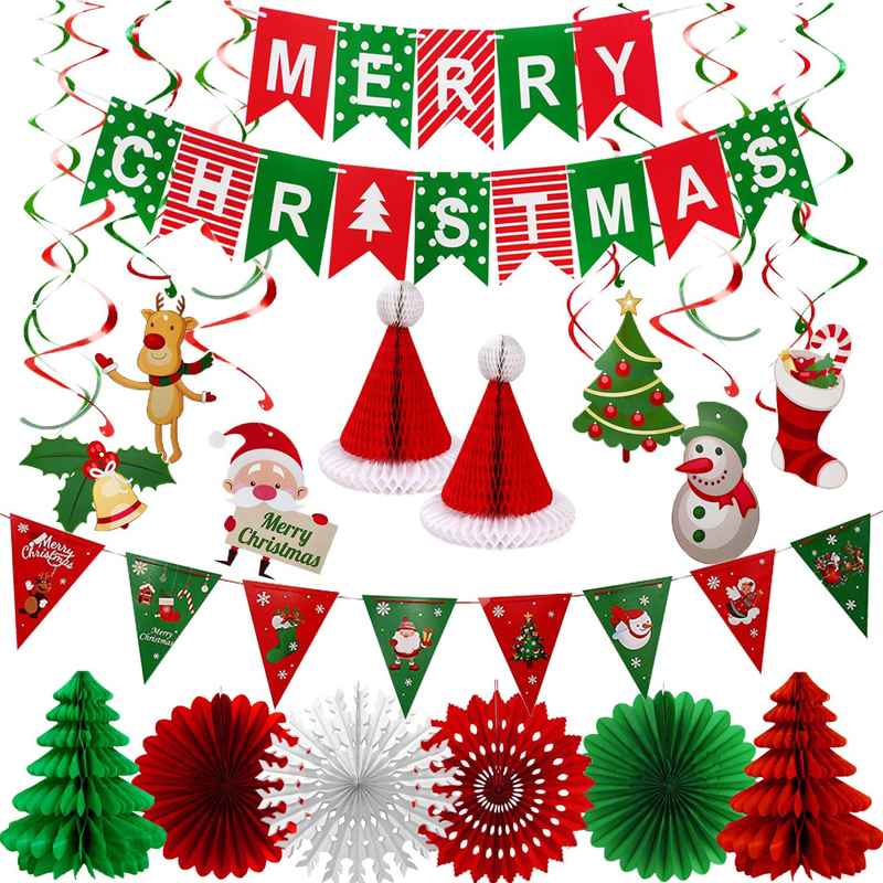 Christmas Decorations Party Supplies Kit Including Paper Fan Honeycomb Banner Bunting Swirls Garlands, China Party Supplies Kit, Christmas Decorations wholesale