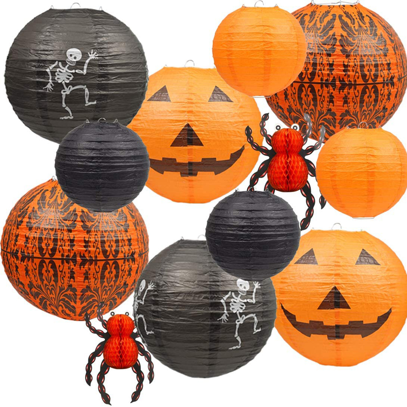 Halloween Home and Outdoor Yard Party Decors Hanging Paper Lanterns Paper Flower