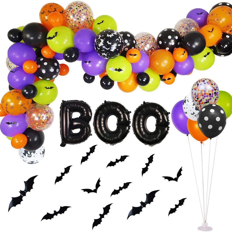 Halloween Balloon Arch Garland Kit Big Spiders Black Orange White Latex Balloons Halloween Party Supplies