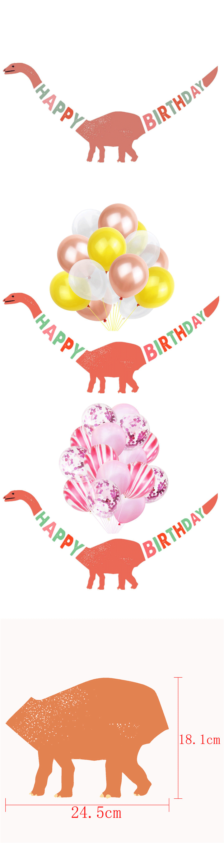 Pink-paper-bunting-banner-dinosaur-wholesale