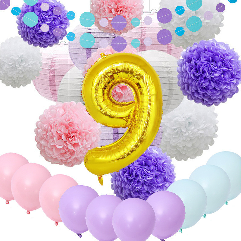 9th-Foil-Balloon-Pompoms-Birthday-Decor-pack