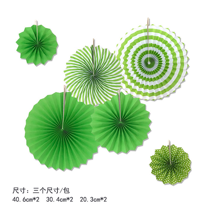 Wholesale-Paper-fans-green-set-decorations