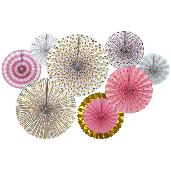 Wholesale-pink-paper-fans-set-china