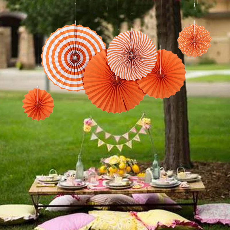 China Wholesale Summer Party Decoration Kit Paper Fans Hanging Printed