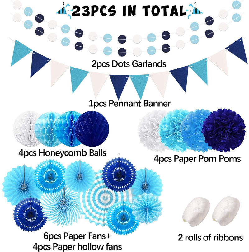 Paper-Fan-Party-Decoration-Navy-Blue-Baby-Showers-Set