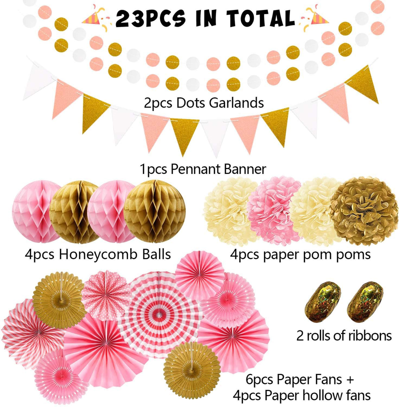 Pink-Gold-Hanging-Paper-Fans-Decorations-Set