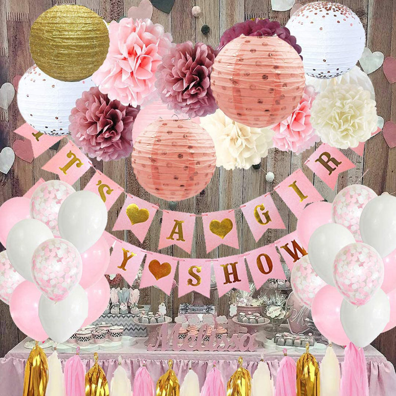 Pink-and-Gold-Baby-Shower-Decorations-It-is-a-Girl-Banner-Mommy-to-Be-Sash