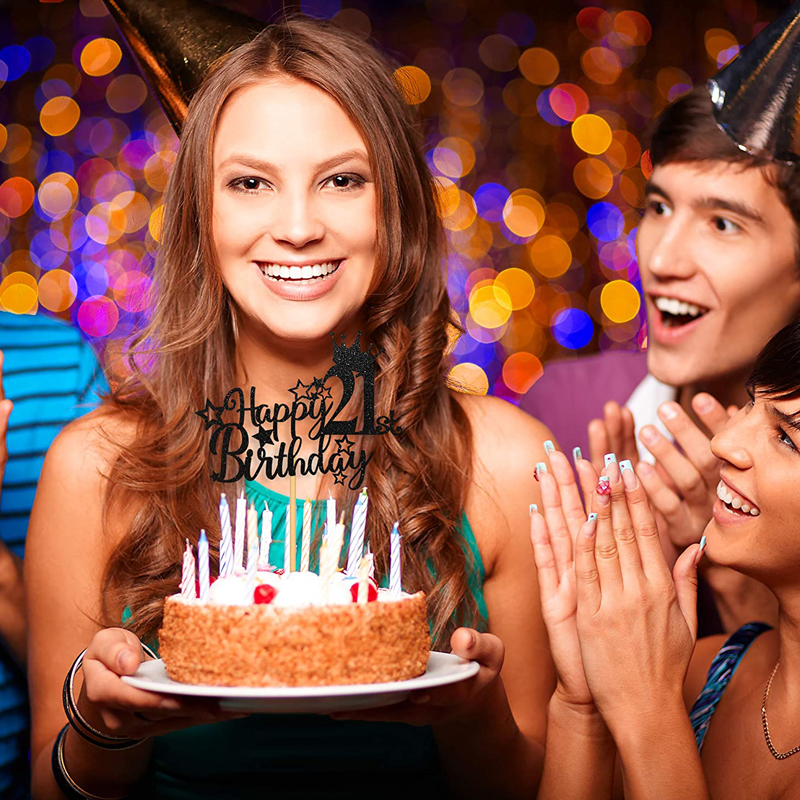 21th-Birthday-Glitter-Black-Cake-Toppers