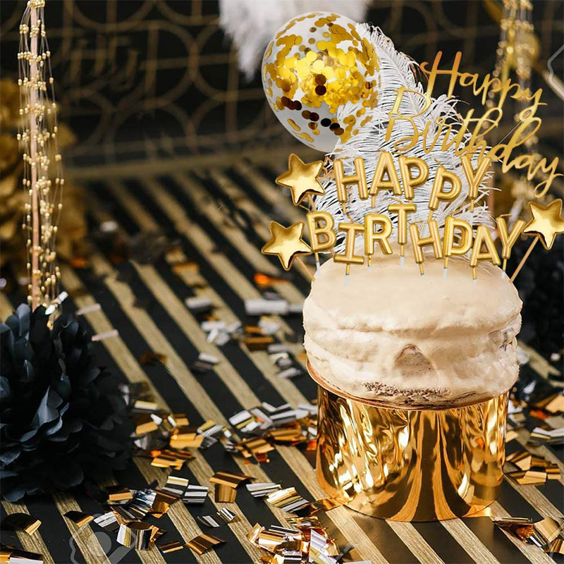 Happy-Birthday-Gold-Cake-Topper-with--Banner-Confetti-Balloon-Stars