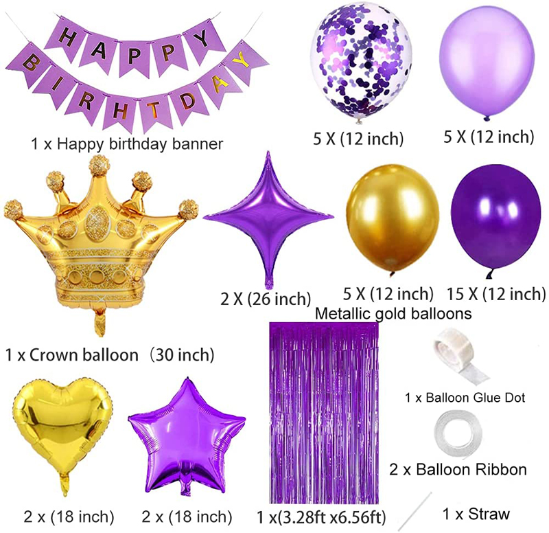 China-Wholesale-Purple-Gold-Birthday-Decor-Set-Birthday-Party-Decoration-for-Women-Girls-Metallic-Gold-Balloons