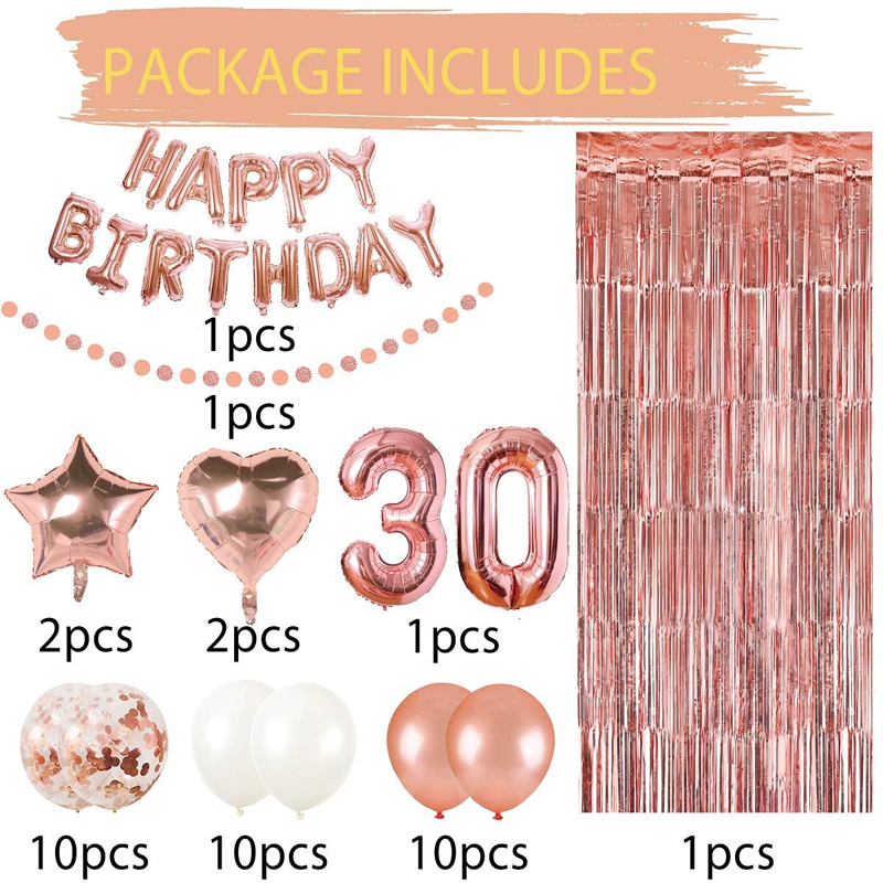 China-Wholesale-Rose-Gold-30th-Birthday-Decorations-Combo-Kit