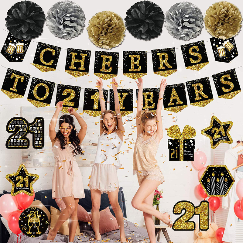 21-Years-Black-Gold-Glitter-Birthday-Decorations-for-her