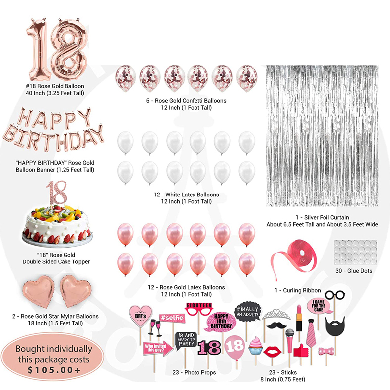 Girls-18-Birthday-Party-Supplies-Decorations-Kits