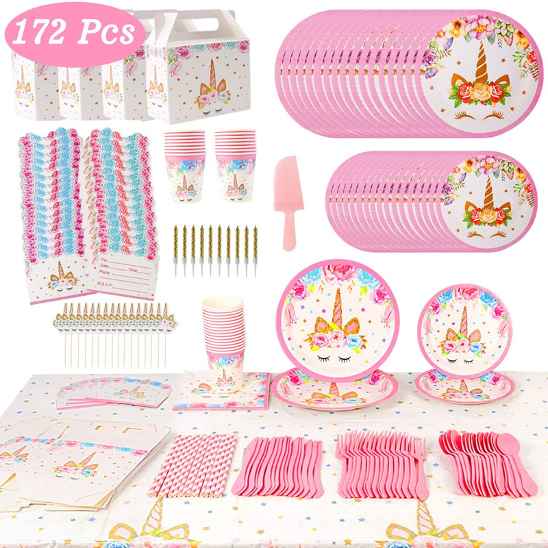 Unicorn-Birthday-Packs-Spoons-Plates-Tablecloth-Unicorn-Party-Supplies