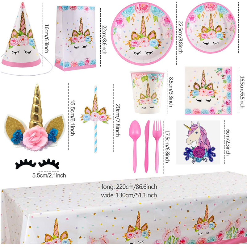 Unicorn-Party-Supplies-Kit-with-Tableware-Girls-Kids-Unicorn-Theme-Birthday