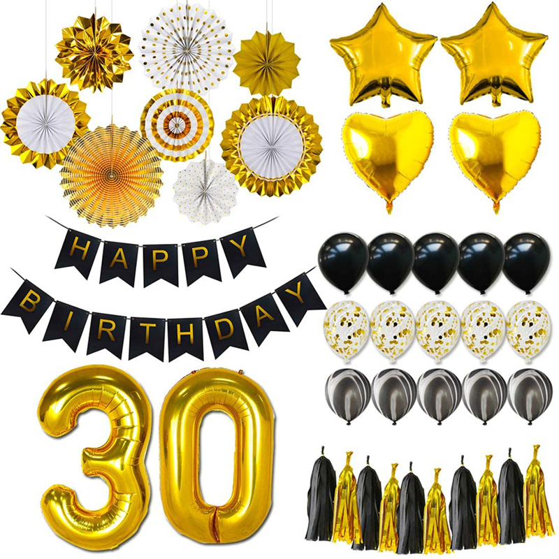 30th-Birthday-Decorations-for-Him-Me-Black-and-Gold-Birthday-Set