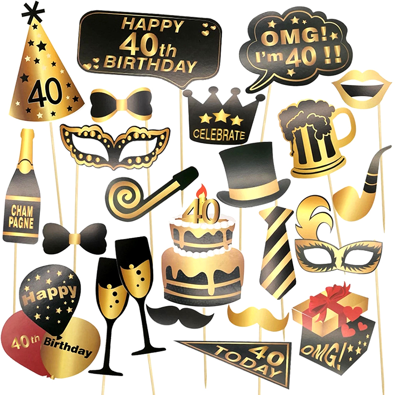 40th-Birthday-Party-Supplies-18th-Birthday-Photo-Booth-Props-Kit-Gold-and-Black-Birthday-Supplies