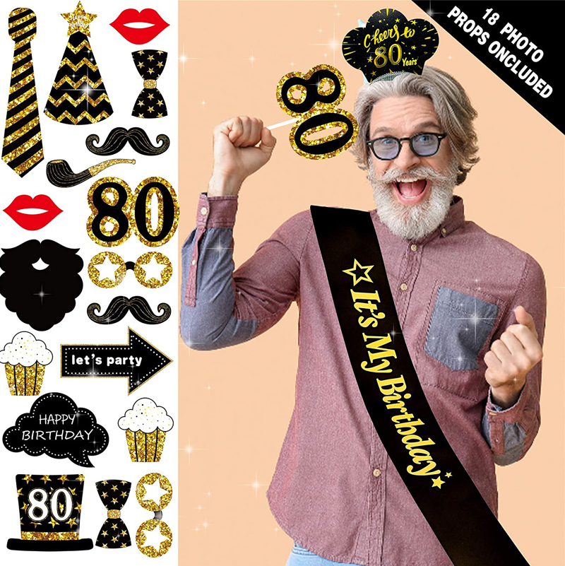 80th-Birthday-Decorations-Black-Gold-Photo-Booth-Props