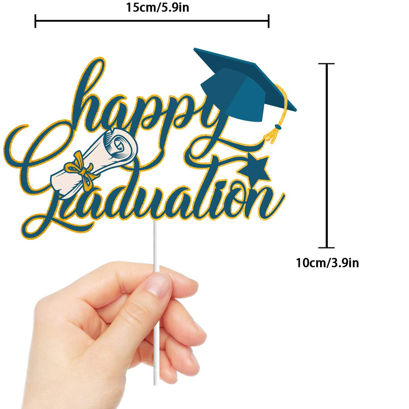 Blue-Gold-Glitter-Congrats-Cake-Decorations-Happy-Graduation-2021