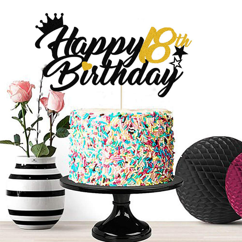 Cake-Decor-Birthday-Cake-Topper-Black-Cheers-to-Eighteen-Wholesale