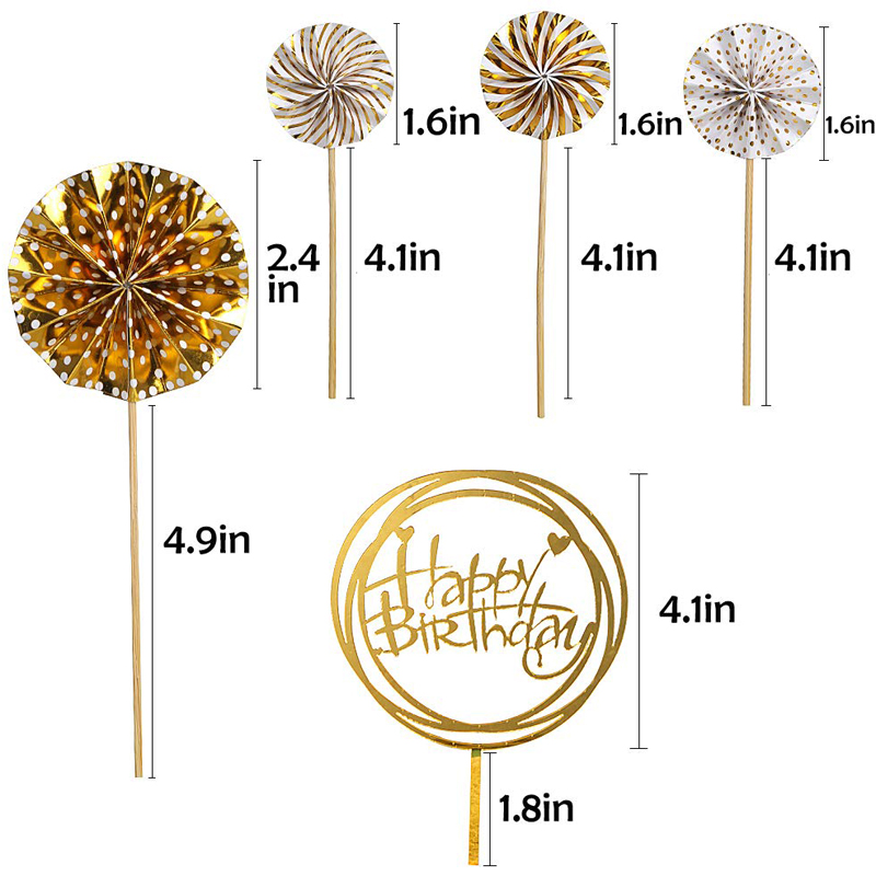 Gold-Happy-Birthday-Cake-Topper-Kit-Paper-Fans-Acrylic-Cake-Toppers