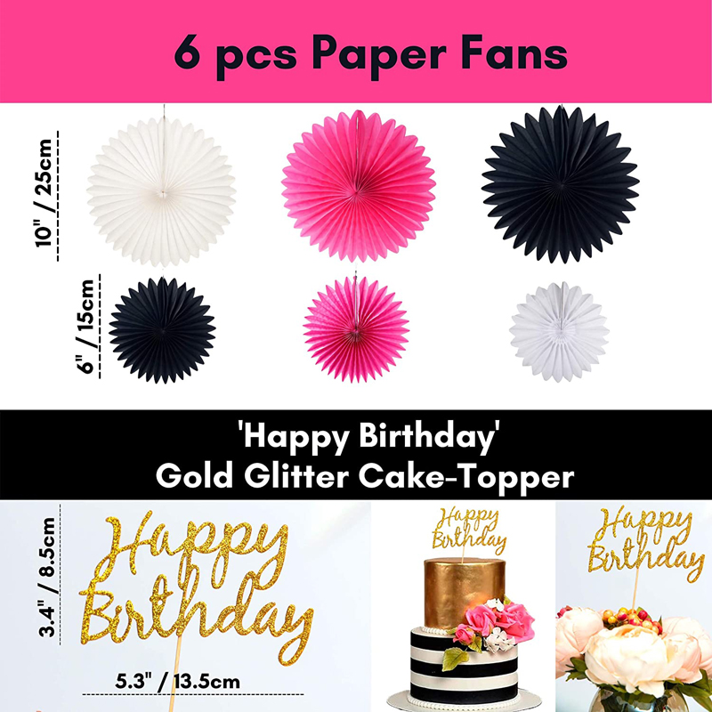 Hot-Pink-Gold-Black-White-Happy-Birthday-Birthday-Decorations-China-Supplier-Girls-Party-Supplies
