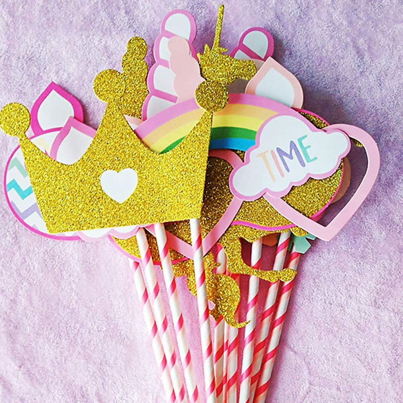 Photo-Booth-Props-Colorful-Gold-Unicorn-Theme-Crown-Party-Supplies